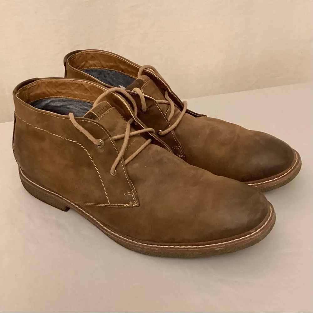Lucky Brand 11.5 Chukka Leather Ankle Boots Brown Men’s Shoes Logo Lace Up